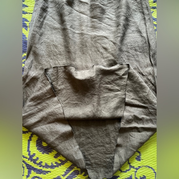 Brooks Brothers Olive Green 100% Bias Cut Linen Midi Skirt Sz Large Lightweight - Picture 9 of 9